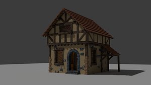 Medieval Stylized House  3D Game Asset with Full Interior 3D model