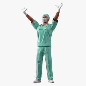 3D Male Surgeon Doctor wearing Mask Rigged for Cinema 4D model