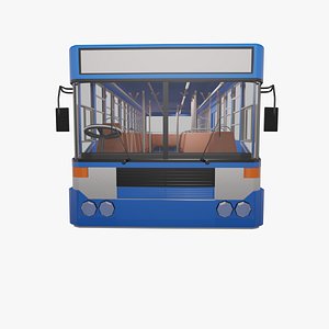 3D model low - poly thai city bus blue white yellow color model
