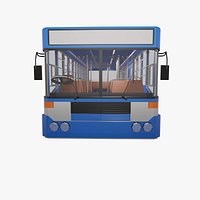low - poly thai city bus blue white yellow color model