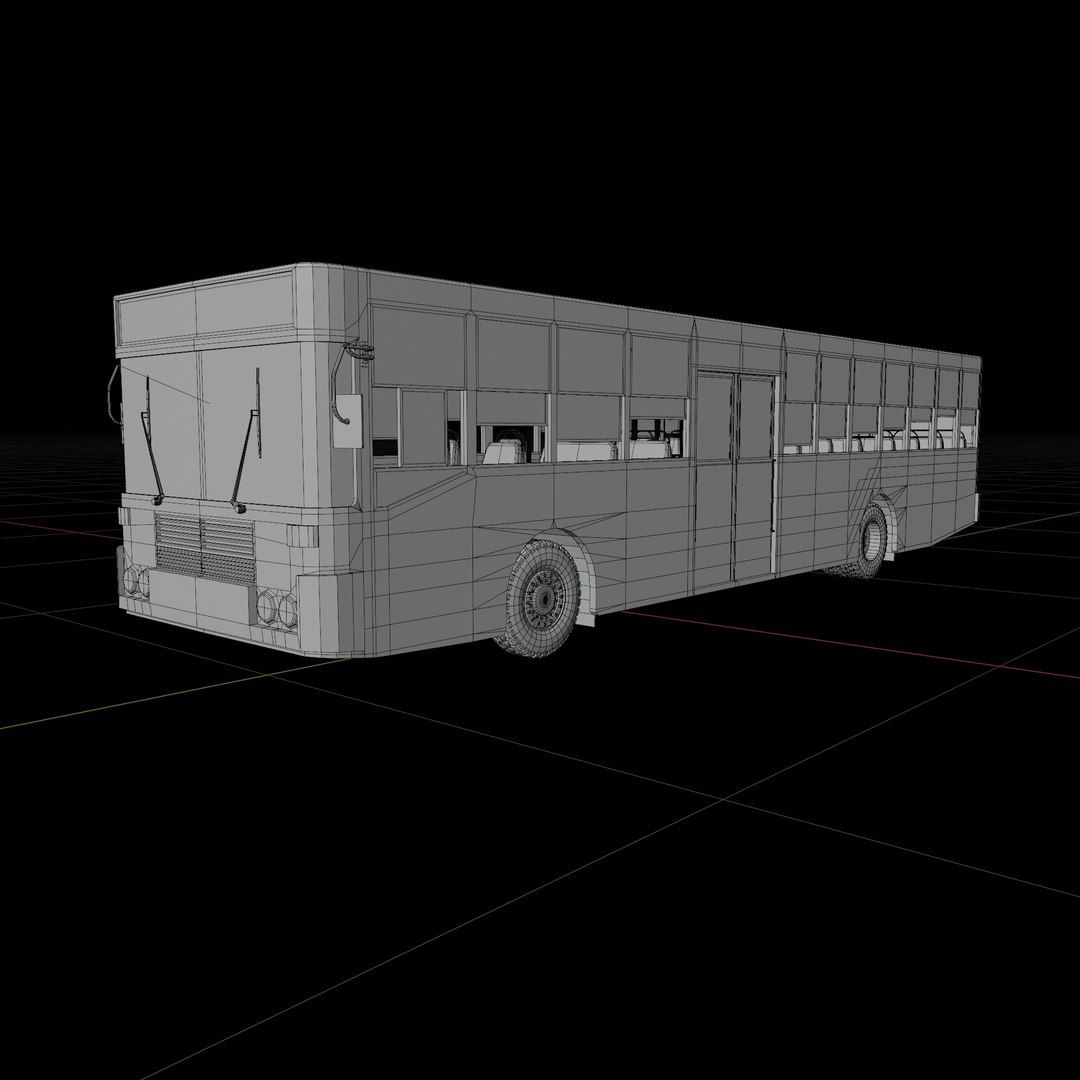 3D Model Low - Poly Thai City Bus Blue White Yellow Color Model ...