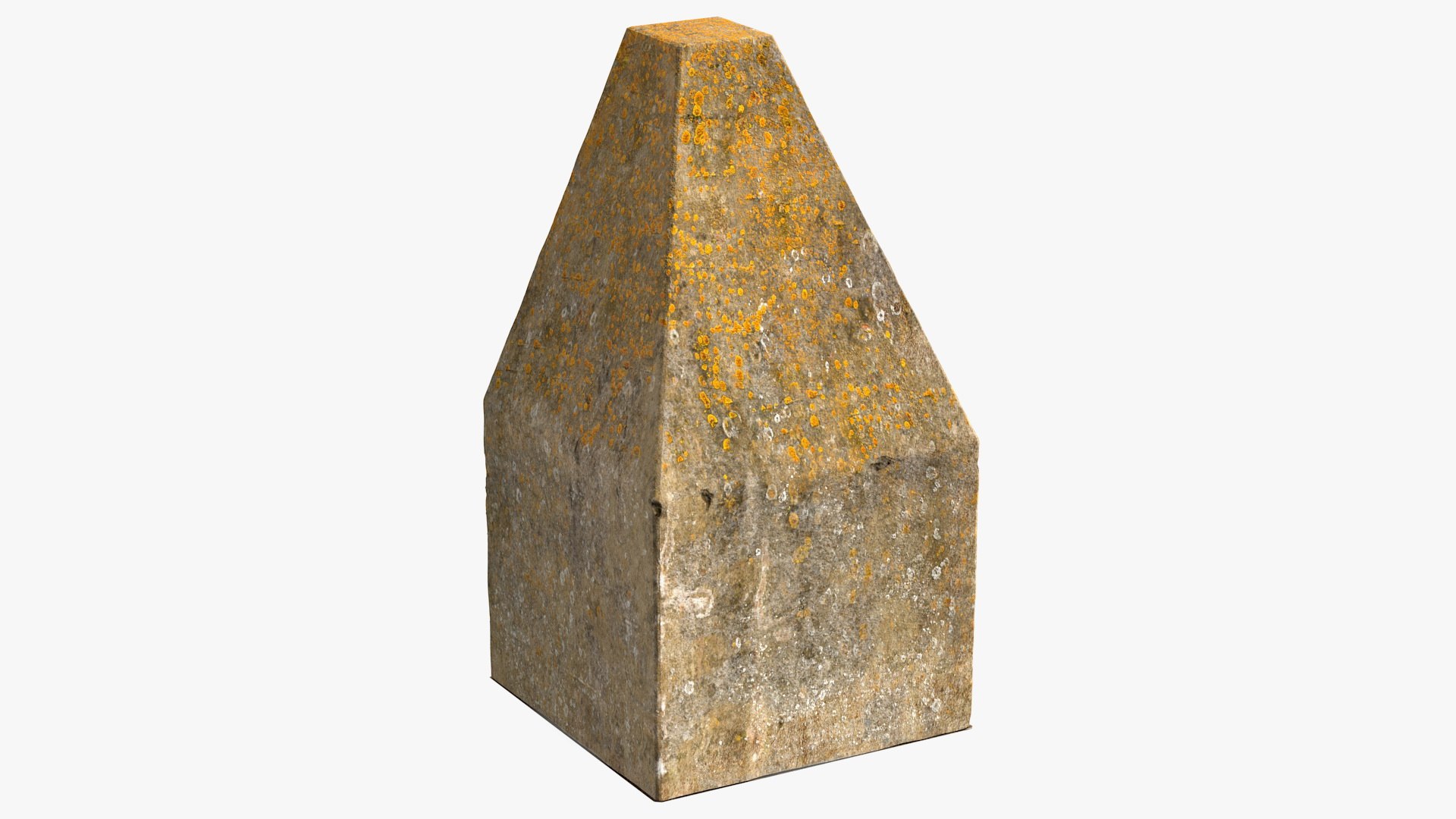 Concrete Dragon Teeth Tank Trap Mossy 3D model preview