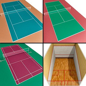 3D court tennis badminton squash