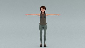 3D laos Toon Female Teen model
