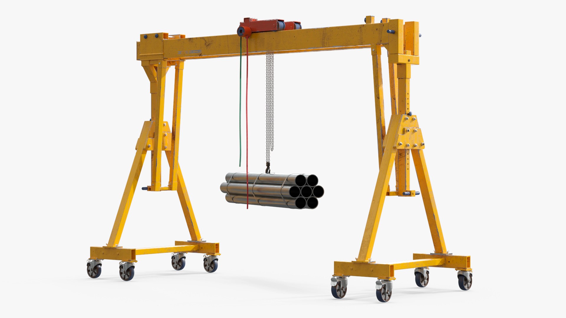 Industrial Gantry Crane with Steel Pipes 3D model preview