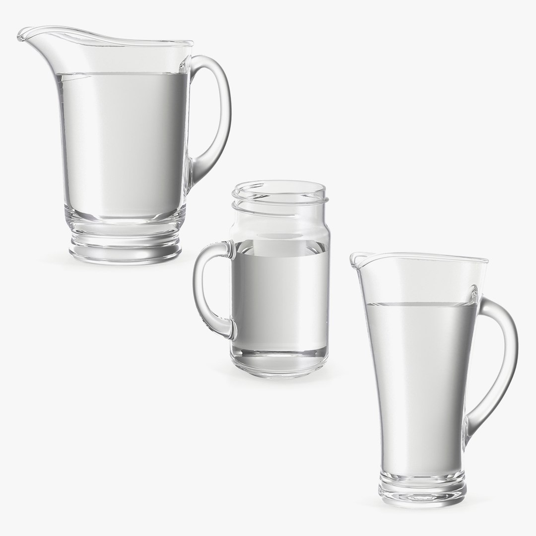 Glass Jugs With Water Collection 3 3D model preview