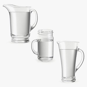 3D Glass Jugs With Water Collection 3 model