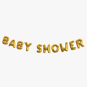Foil Baloon Words Baby Shower Gold model