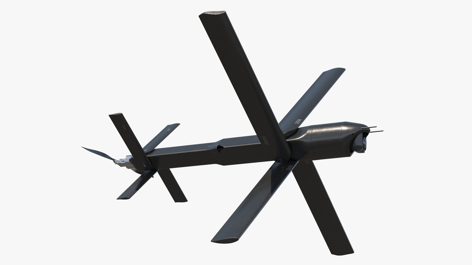 Military Loitering UAV System Black Rigged 3D model preview