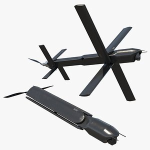 3D Military Loitering UAV System Black Rigged model