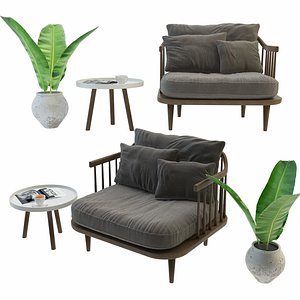 3D model fly chair set