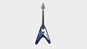 3D Electric Guitar D09 Dark Blue - Music Instrument Design model