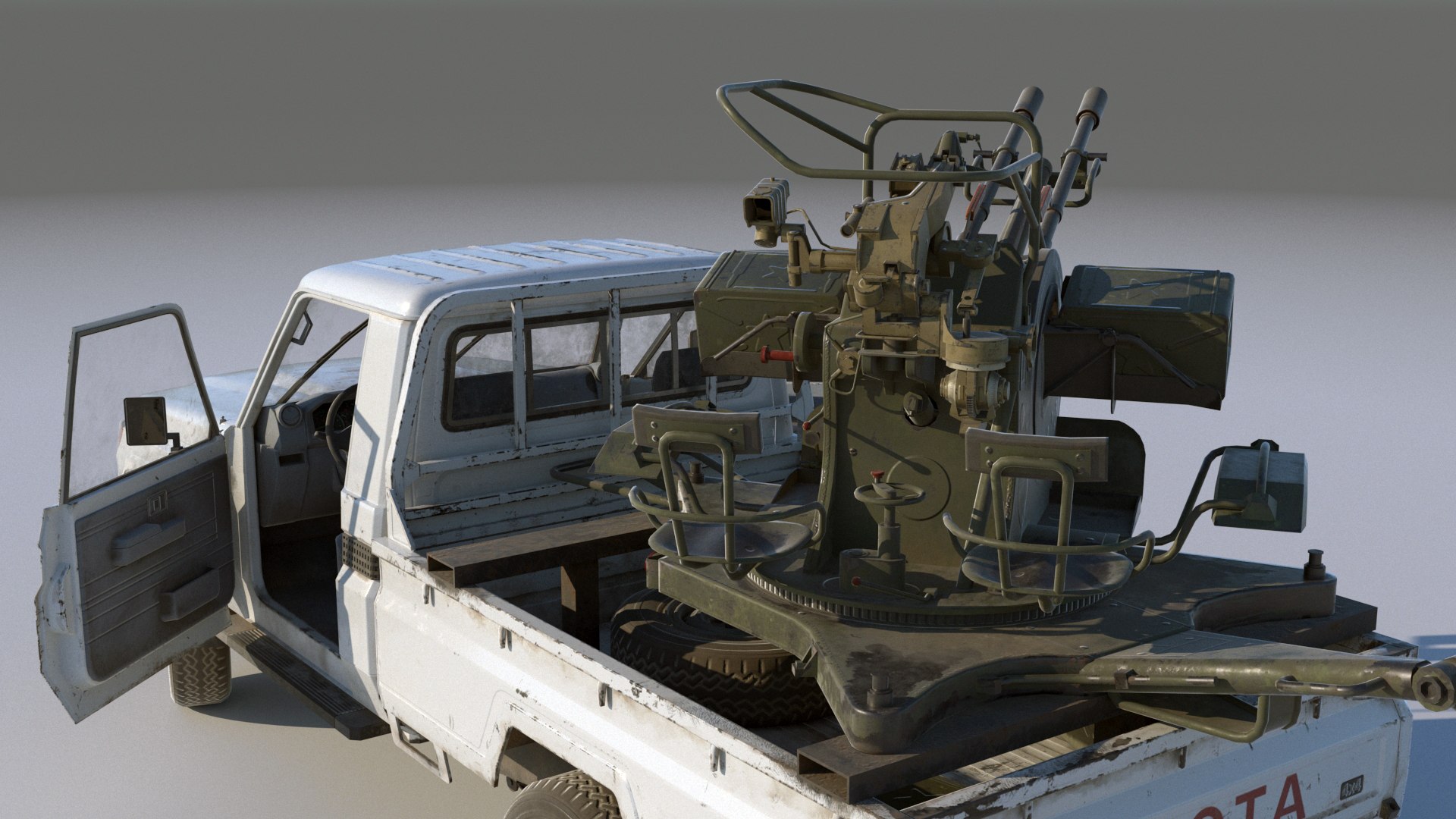 Militant Track with anti-aircraft autocannon ZU-23  terrorist track 3D model https://p.turbosquid.com/ts-thumb/na/PYXzqy/AW/terrocar_08/jpg/1644694491/1920x1080/fit_q87/322adef2705b33faf6fe27bebcec648911c82ca0/terrocar_08.jpg