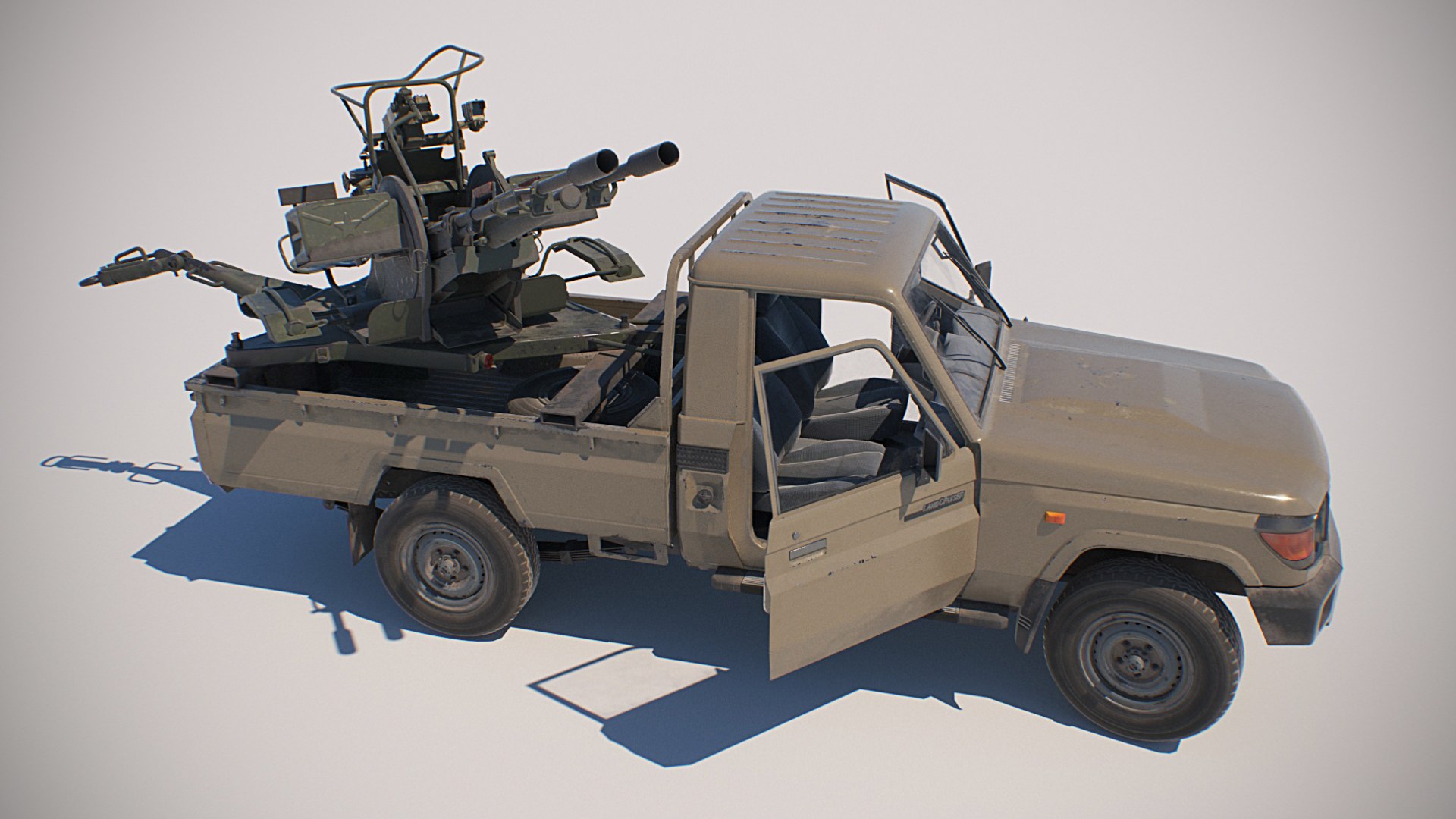 Militant Track with anti-aircraft autocannon ZU-23  terrorist track 3D model https://p.turbosquid.com/ts-thumb/na/PYXzqy/jI/terrocar_07/jpg/1644694270/1920x1080/fit_q87/d9f4fbd6d0f7dd5cd6e207dde810e9cebefe06b0/terrocar_07.jpg