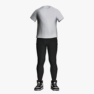 Sporty Female Outfit - T-Shirt Leggings Sneakers 3D model
