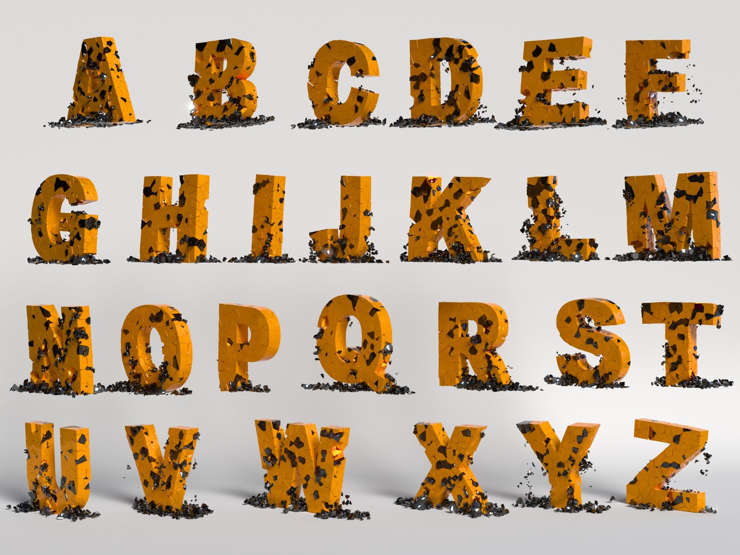 Collapsing Letters 3D Model - TurboSquid 1564263