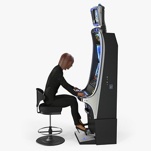 woman gambler playing slot machine 3D model