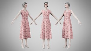 3D Dress 02 Crimson Bloom Lattice