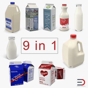 3D model milk bottles