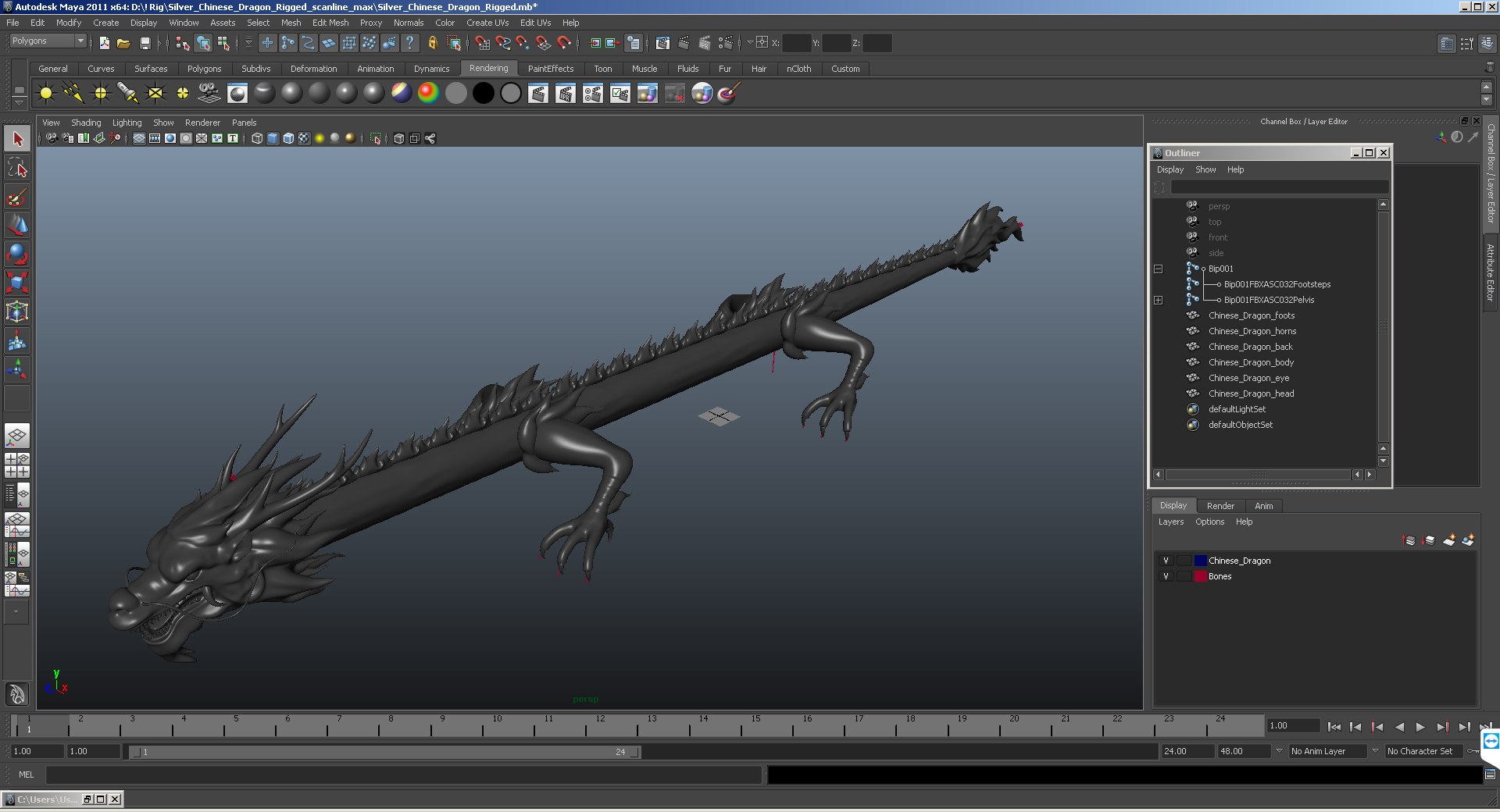 Silver chinese dragon rigged 3D - TurboSquid 1404027