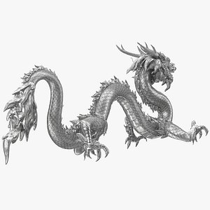 silver chinese dragon rigged 3D