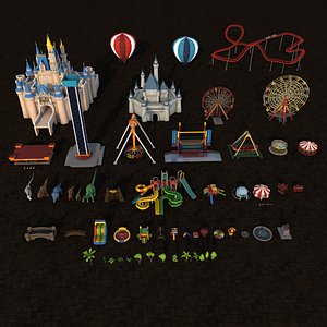 3D Poly Amusement Park Props Pack Collection