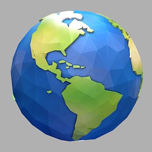 Low Poly Cartoon Earth