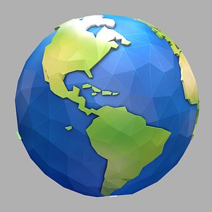 Low Poly Cartoon Earth