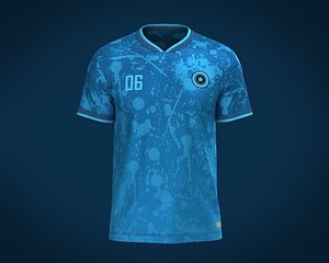 Soccer Blue jersey Player-06 3D model