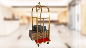 Hotel luggage trolley PBR low-poly game ready 3D model 3D model