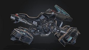 Sci-Fi Cyberpunk Hover Bike - Futuristic Concept Vehicle 3D Model