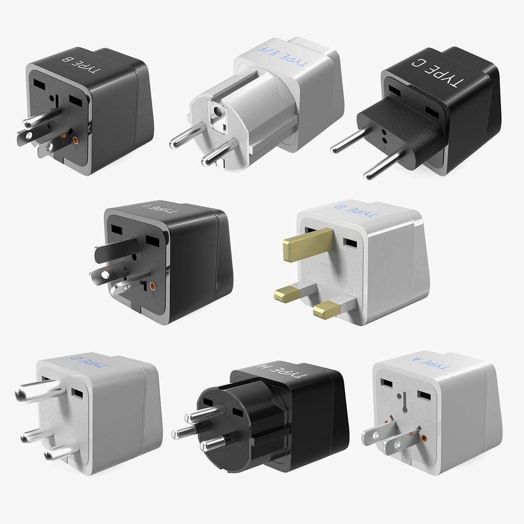 Electrical Plug Adapters Collection 5 3D model preview