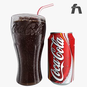 Detailed Coca Cola Glass and Can