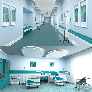 Hospital Hallway and Ward Interiors 3D model
