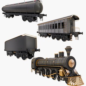 rail cars train 3D