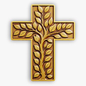 3D High Detail Cross Tree Relief for CNC Laser and 3D Print STL File and 4K Grayscale TIF