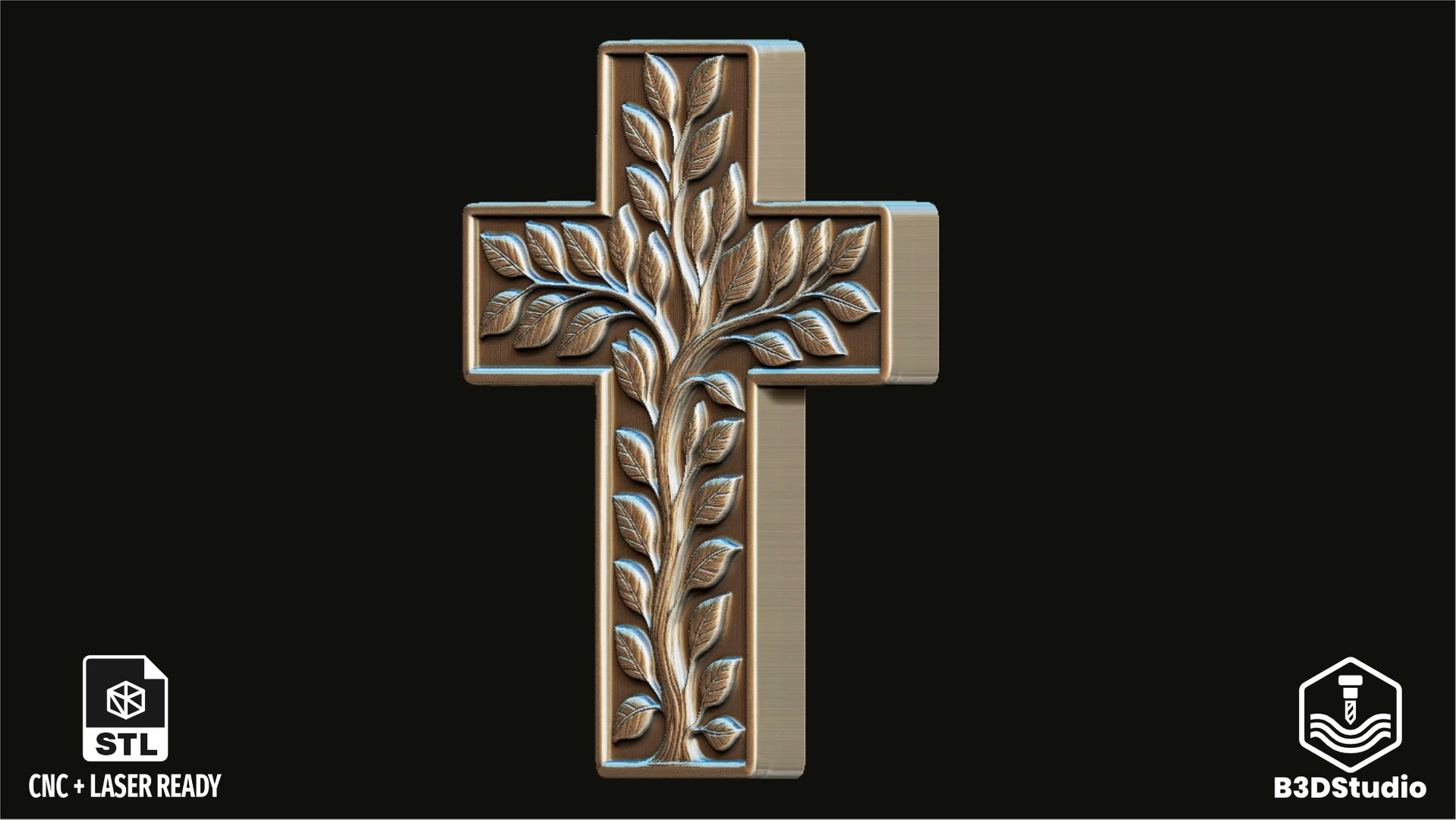 3D High Detail Cross Tree Relief For CNC Laser And 3D Print STL File ...