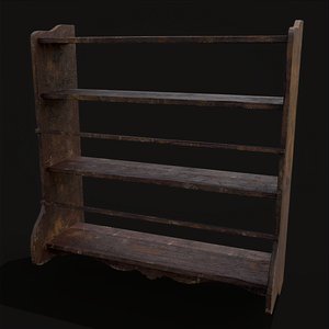 Ornate Old Medieval Wall Mounted Dishes Rack 3D model