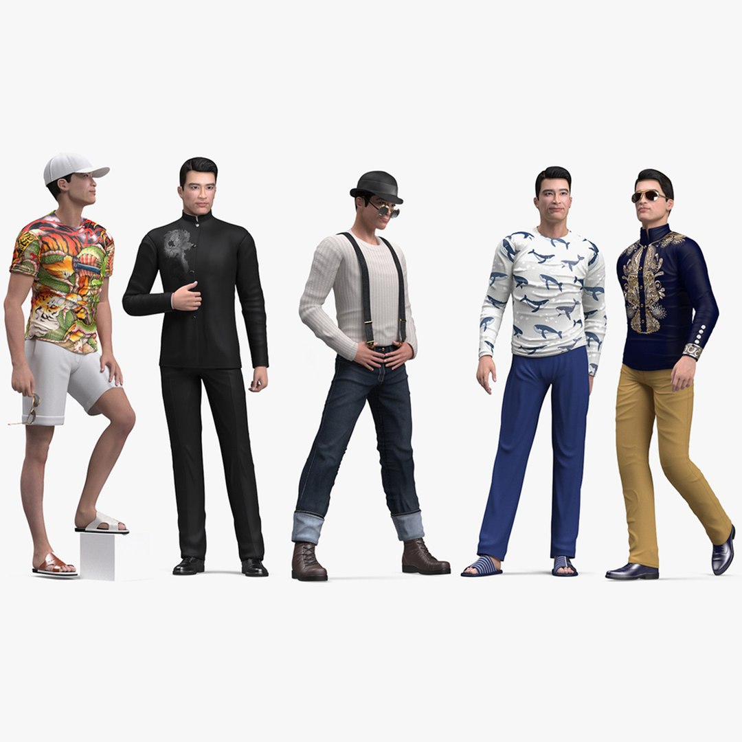 Rigged Asian Men Collection 3 for Cinema 4D 3D model preview