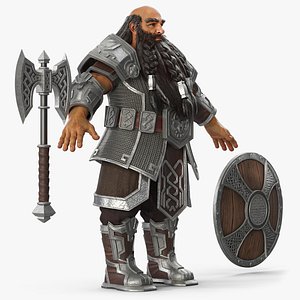 Fantasy Dwarf Character in Chainmail 3D model