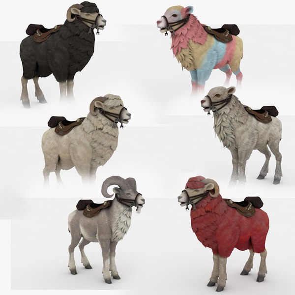 goat and sheep collection rigged and animated model