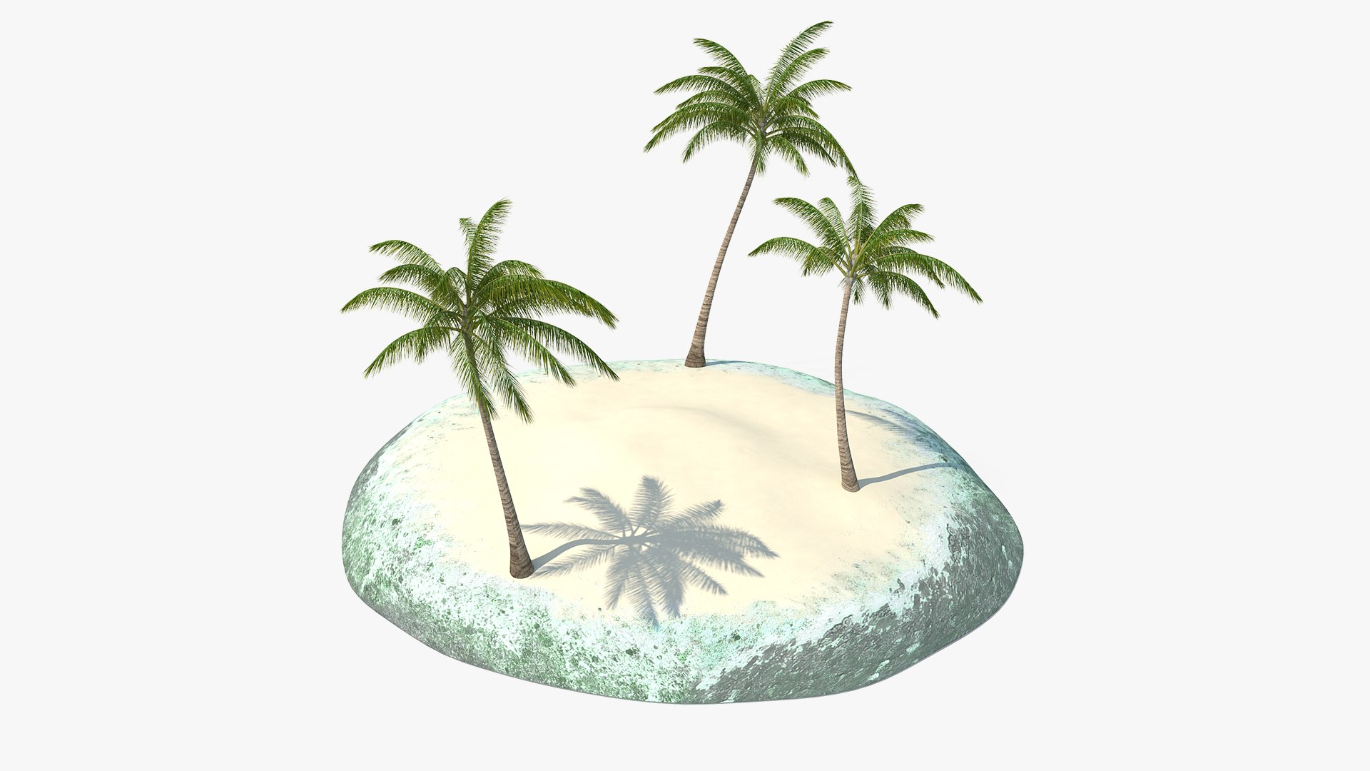Tropical Island with Palms 3D model preview
