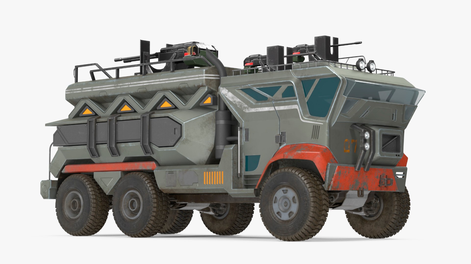 Concept Fantastic Military Truck Lights On 3D model preview