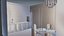 Modelo 3D del interior de una cocina comedor de lujo moderna