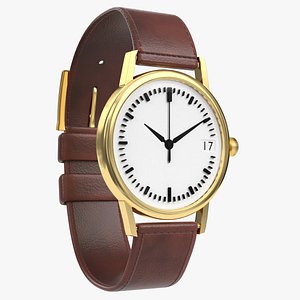 Wrist watch with leather watchstrap 2