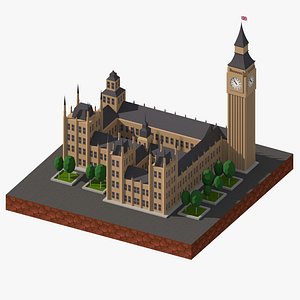 Big Ben Cartoon Low Poly