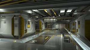 Futuristic Sci-Fi Lowpoly Interior