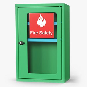 Fire Safety Storage Cabinet with Glass Door Green 3D model