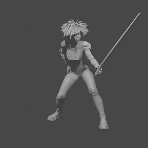 3D Black Energy Sword Woman model