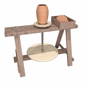 medieval pottery wheel 3D model